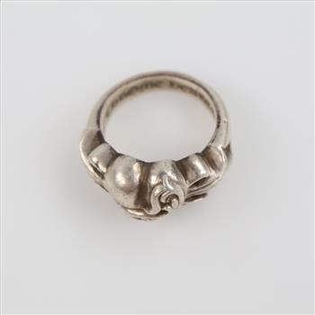 Chrome Hearts Double Floral Cross Heart Silver Ring