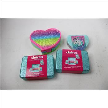 Claire's Makeup Sets, Rings, Mini Skateboards, Airpod Cases, And Unicorn Diary, 10 Pieces