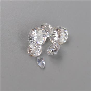Clear Faceted Loose Jewelry Craft Stones, 6 Pieces