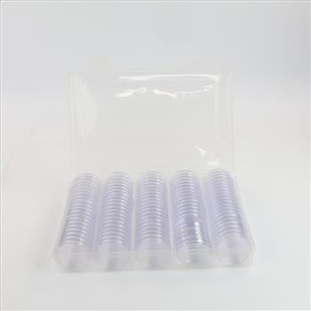 Clear Plastic Coin Capsules And Case, 100 Pieces