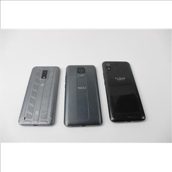 Cloud Mobile, Nuu, Blu Cell Phone Lot, 3 Pieces, Sold For Parts