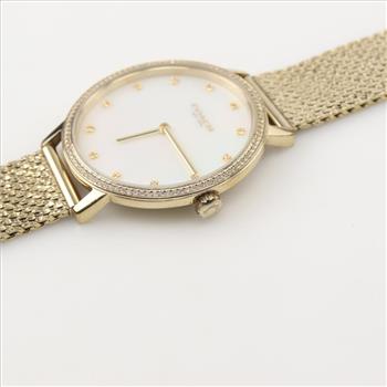 Coach Audrey Mother Of Pearl Mesh Bracelet Watch