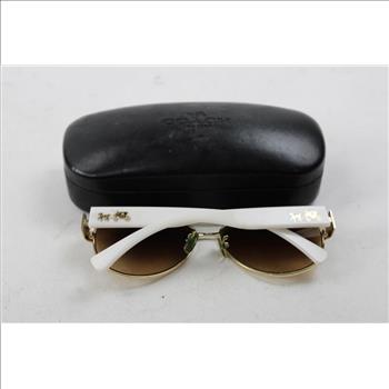 Coach Aviator White/Gold Sunglasses