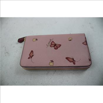 Coach Blossom Pink Butterfly Zip Wallet