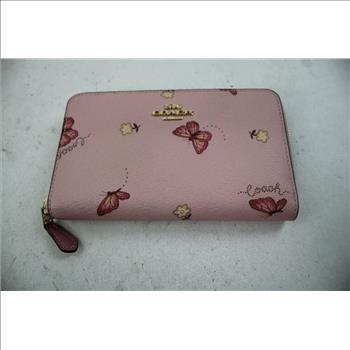 Coach Blossom Pink Butterfly Zip Wallet