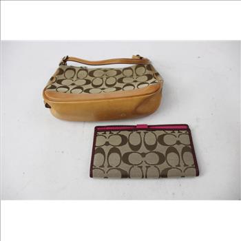 Coach Brown/Light Tan Handbag With Folding Wallet