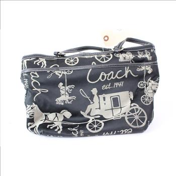 Coach Horse 7 Carriage Logo Tote Shoulder Handbag, Black