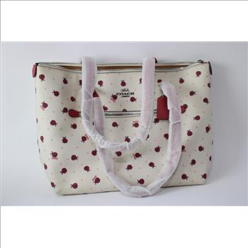 Coach Ladybug & Hearts Tote Handbag, Red/White