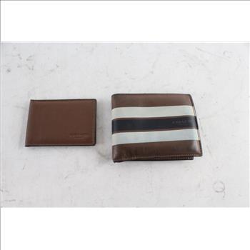 Coach Men's Leather Bi-Fold Wallets, 2 Pieces