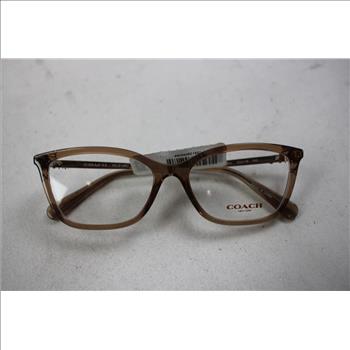 Coach Metal Butterfly-Frame Eyeglasses, Transparent Brown