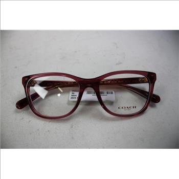 Coach Rounded Transparent Oxblood Framed Eyeglasses