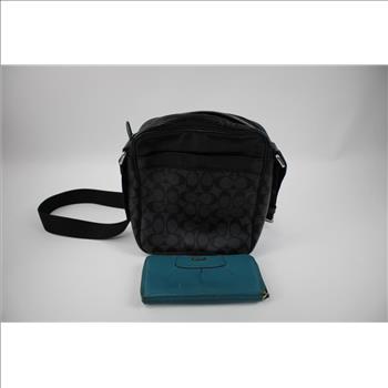 Coach Satchel Bag, Coach Aquamarine Wallet, 2 Pieces