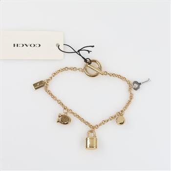 Coach Signature Padlock And Key Charm Bracelet