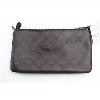 Coach Signature PVC Double Zip Wallet Wristlet