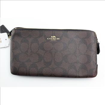 Coach Signature PVC Double Zip Wallet Wristlet