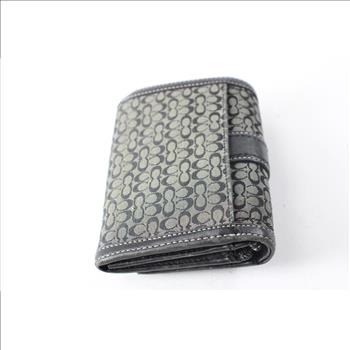 Coach Silver Buckle Button Medium Bifold Wallet, Black