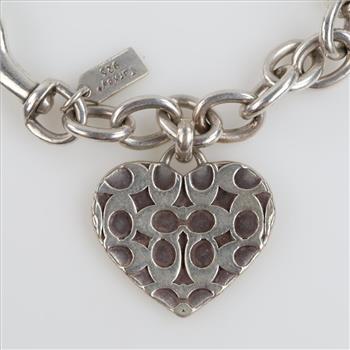 Coach Sterling Silver Chain With Heart Charm