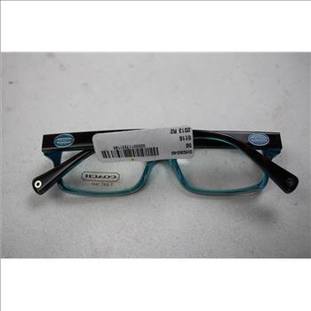 Coach Women's Brooklyn Rectangular Glasses, Dark Tortoise/Teal