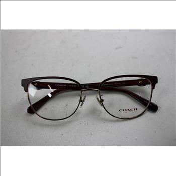 Coach Women's Full-Rim Metal Rectangular Eyeglasses, Shiny Rose Gold