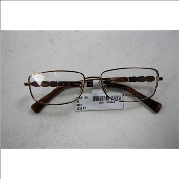 Coach Women's Full-Rim Rectangle Metal Eyeglasses, Shiny Rose Gold