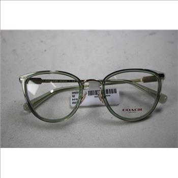 Coach Women's Rounded Shiny Light Gold/Transparent Green Framed Eyeglasses