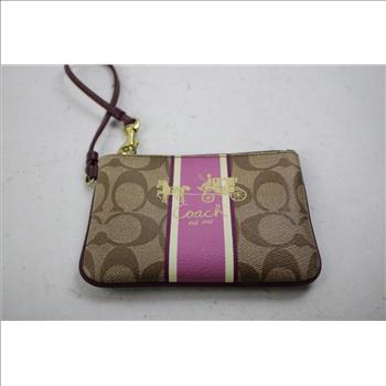 Coach Wristlet Pouch Bag, Light Brown/Pink