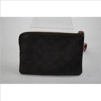Coach Zipper Pouch Wristlet, Brown/Red