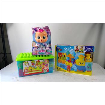 Cocomelon 53pc Block Set, Mega Bloks Abc Musical Train, Cry Babies Zena Doll