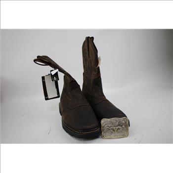 Cody James Men's Mustang Saddle Western Work Boots, Size 11.5D With Belt Buckle