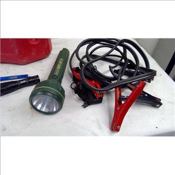 Coleman Dual Action Quickpump, Gas Canister, Jumper Cables, Flashlights, 9 Pieces