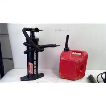 Coleman Dual Action Quickpump, Gas Canister, Jumper Cables, Flashlights, 9 Pieces