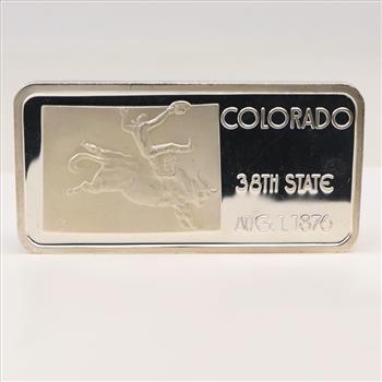 Colorado 38th State Fine Silver 1 Troy Oz Bar