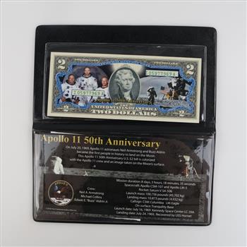 Colorized $2 Federal Reserve Note Apollo II / With COA