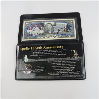 Colorized $2 Federal Reserve Note Apollo II / With COA