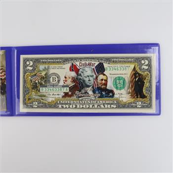 Colorized $2 Federal Reserve Note Civil War 150th Anniversary / With COA