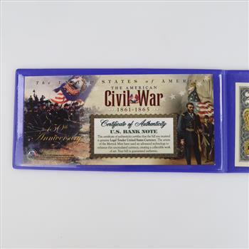Colorized $2 Federal Reserve Note Civil War 150th Anniversary / With COA