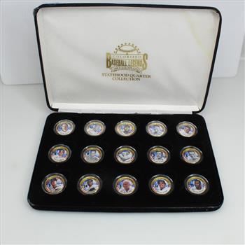 Colorized Baseball Legends Gold Plated State Quarter Set - 15 Coins