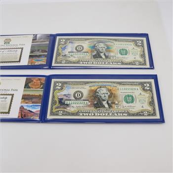 Colorized Commemorative Federal Reserves Note Two Dollars, 2 Bills