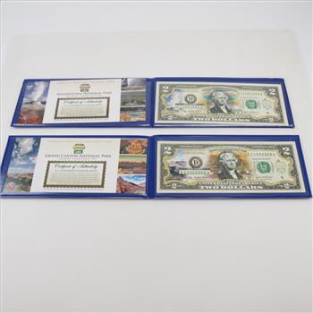 Colorized Commemorative Federal Reserves Note Two Dollars, 2 Bills