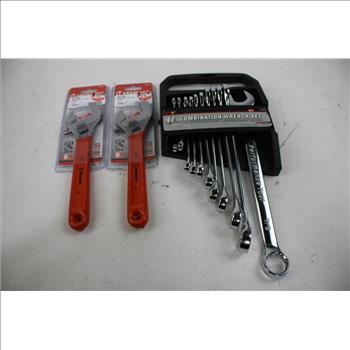 Combination Wrenches, And Adjustable Wrenches Lot, 5 Pieces