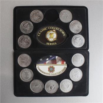 Commemorative Military Collector Tokens, 13 Pieces