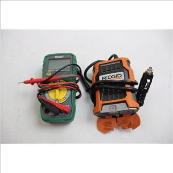 Commercial Electric Digital Multimeter, Ridgid Power Inverter, And BASAF Jump Starter