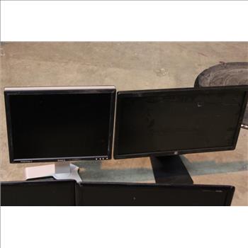 Computer Monitor Lot, 4 Count Pieces And HP Printer