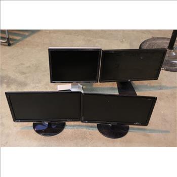 Computer Monitor Lot, 4 Count Pieces And HP Printer