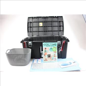 Container Filled With Rotary Cutting Equitment And Novelty Prints, 5+ Pieces