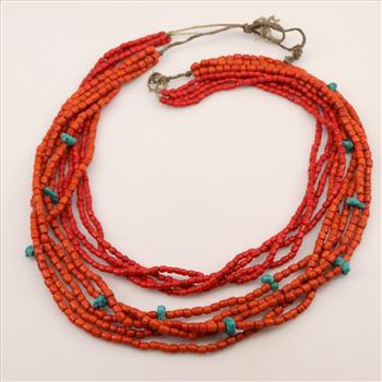 Coral Turquoise Bead Necklace