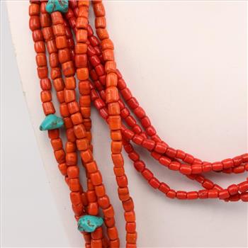 Coral Turquoise Bead Necklace