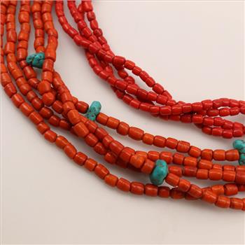 Coral Turquoise Bead Necklace