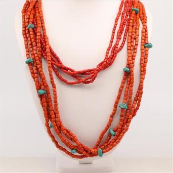 Coral Turquoise Bead Necklace