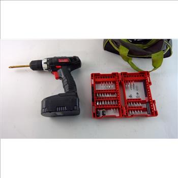 Cordless Drill, Socket, And Bit Set, 10+ Pieces